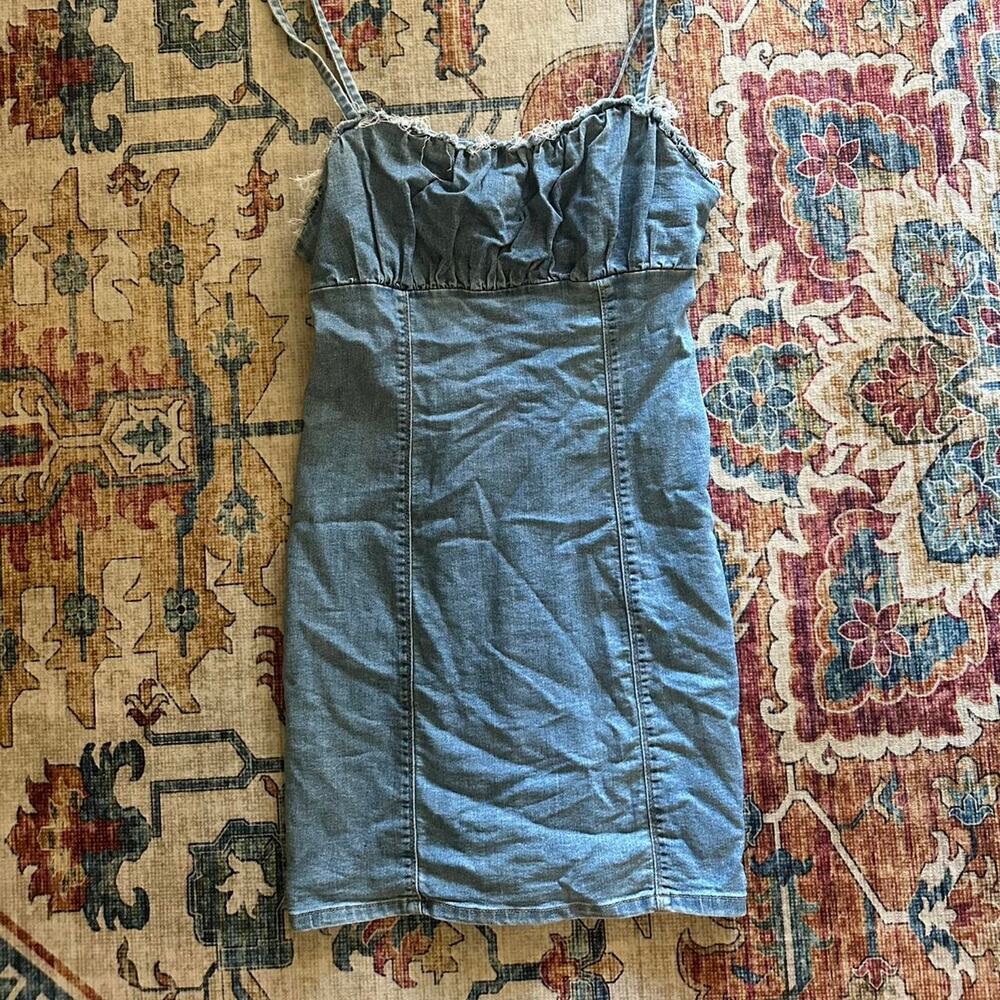Mini blue denim dress denimdress